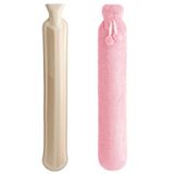 Homealexa Extra lange warmwaterkruik met deksel UK, 2 l grote rubberen warmwaterzak voor volwassenen, warmwaterfles voor nek schouder rug comfort, zachte pluche hoes - geschenken voor vrouwen en haar