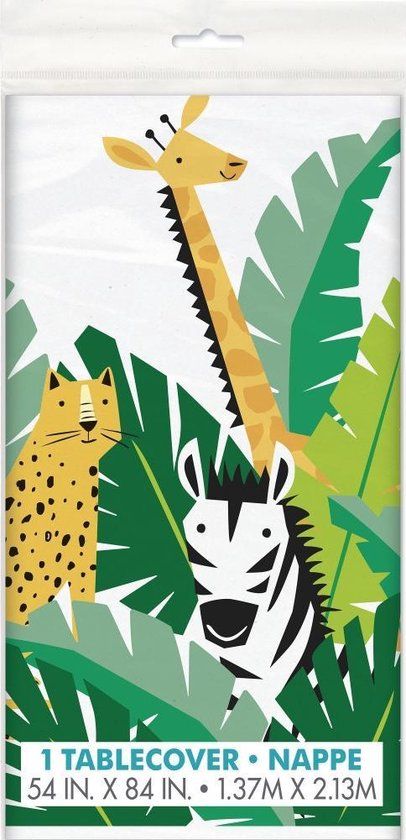 Unique Animal Safari Tablecloth - 137x213cm - Disposable - Rectangle - Multicolor