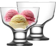 LAV IJcoupes/ijs/dessert serveer schaaltjes - op voet - set 2x stuks - glas - 285 ml - 10 x 10 cm