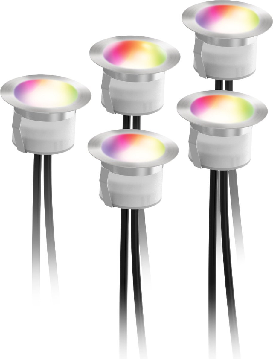 Deltaco Smart Home Slimme Tuinverlichting of Plafondverlichting - Uitbreiding met 5 Stuks RGB Spots - Zilver