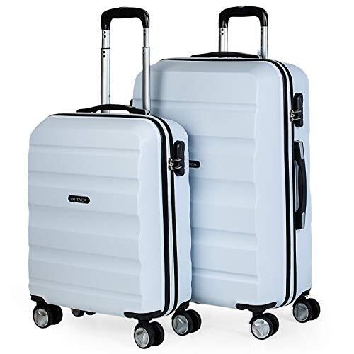 ITACA - Koffer Set - Koffers Set - Stevige kofferset 2 stuks - Reiskoffer Set. Set van 2 Trolley koffers (Handbagage Koffer, Middelgrote koffer). Kofferset Delige. Lichtgewicht koffers T71615, Wit