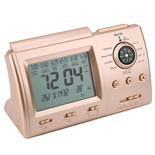 Hztyyier Islamitische Azan wekker, moslimitische gebedswekker, digitaal lcd-display, automatische islamitische tafelklok, Azan klok, tijdherinnering met pen