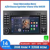 Awesafe Autoradio Android 14 7” - Convient aux Mercedes Benz Classe A/B Sprinter Viano Vito W639 - RAM 2Go + ROM 32Go - Apple Carplay & Android Auto - Bluetooth WIFI