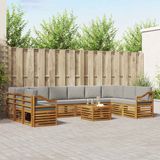 vidaXL Acacia Hout Bank Loungeset 10-zits Naturel en Lichtgrijs