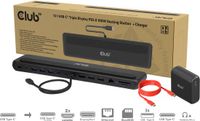 Club 3D 12-1 USB-C® PD3.0 Docking Station met drie schermen 100W + Oplader