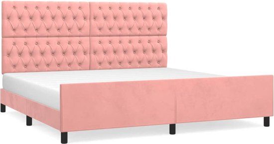 vidaXL Bedframe met hoofdeinde fluweel roze 200x200 cm