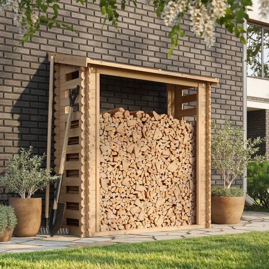 Intergard Houtberging haardhoutberging robuust voor haardhout 70x180x200cm
