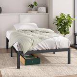 Zinus Elias Bed 80 x 190 cm, bedframe 36 cm met opbergruimte onder het bed, metalen platformbed, zwart