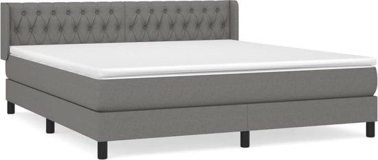 vidaXL Boxspring met matras stof donkergrijs 180x200 cm
