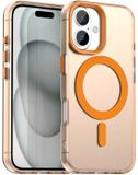 Selected by GSMpunt.nl MagSafe Compatibel Backcover Hoesje Geschikt voor Apple iPhone 16 Plus - Oranje & Semi-Transparant Design
