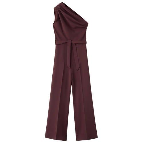 Mango jumpsuit met ceintuur - donkerpaars
