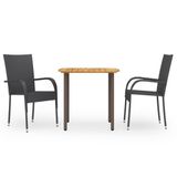 vidaXL 3-delige tuinset - poly rattan - zwart