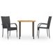 vidaXL 3-delige tuinset - poly rattan - zwart