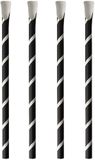 Papstar 100 Drinkrietjes met lepel, papier Ø 8 mm · 20 cm zwart/wit Stripes