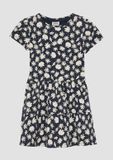 s.Oliver Robe à imprimé intégral, manches bouffantes et fronces fille bleu marine
