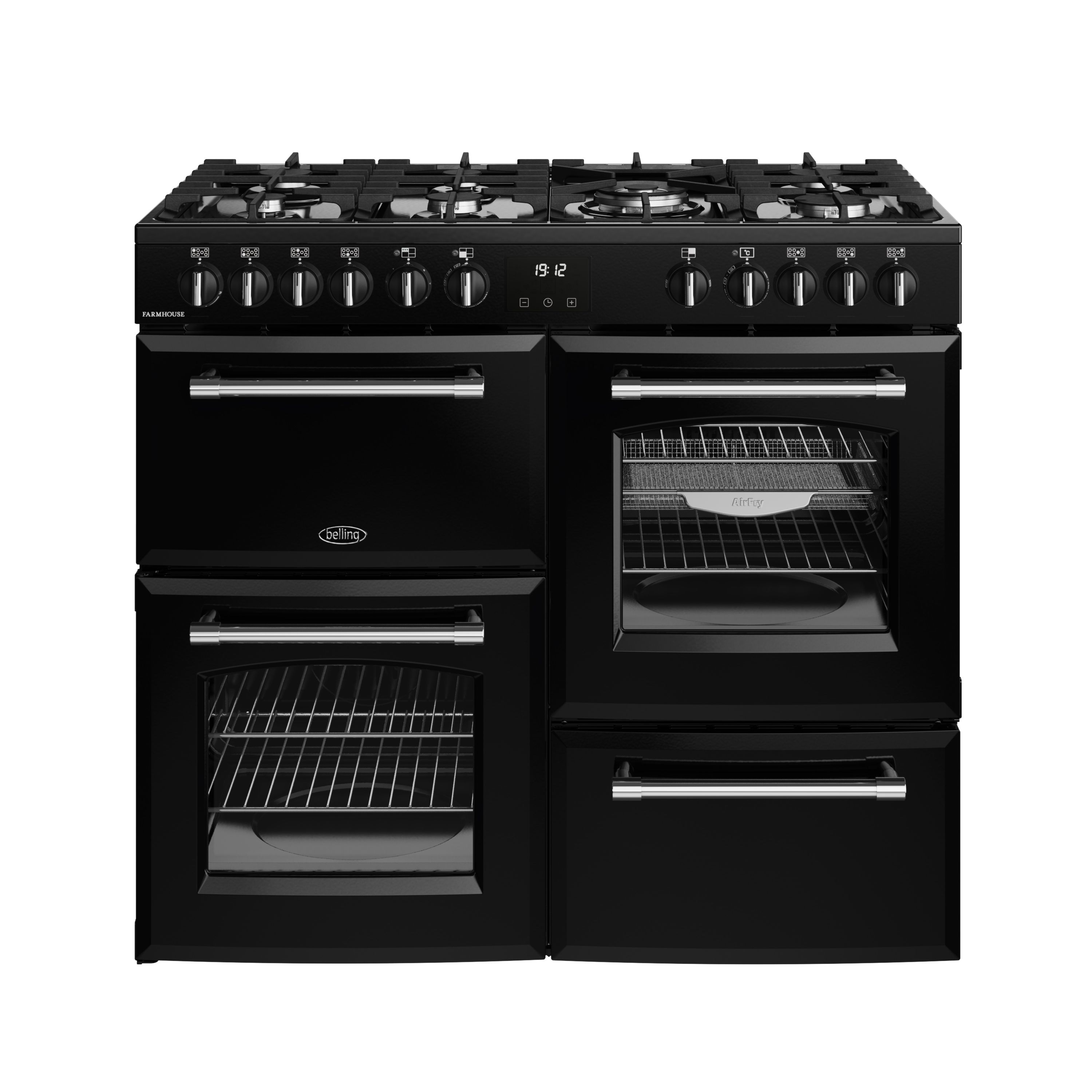 Belling 444411829 Range Cooker - Electric - Gas Hob - Black