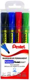 Pentel N860/4 fluweel 4 marqueur permanent pointe biseautée moyenne noir/rouge/bleu/vert