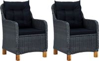 vidaXL Tuinstoelen 2 st met kussens poly rattan donkergrijs