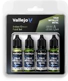 Vallejo Hobbyverf Acrylverf - 77266 True Metallic Metal - Amber Groen - Acryl Set 4x Verf set - 4x 18 ml