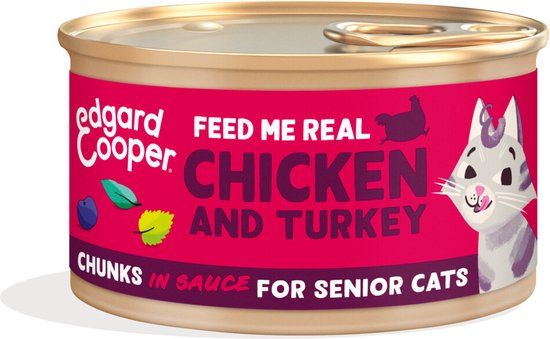 Edgard & Cooper Kattenvoer Senior Chunks Kip - Kalkoen 85 gr