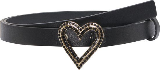 ONLY CARMAKOMA CAREDEN Glitter Heart PU Waist Belt - Dames - Riemen - Zwart - Polyester - 110 cm