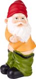 BRUBAKER Tuinkabouter met Broek OmlaagToont Middelvinger - Ondeugende Kabouter met Blote Billen - Grappig Tuinbeeldje - Weerbestendige Decoratie voor Tuin Camping en Buiten - 24 cm hoog