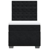 vidaXL Boxspringbed met matras, fluweel, zwart, 90x200 cm