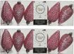 Decoris Kersthangers dennenappels - 12x - lippenstift roze - glitter - 8 cm - kunststof