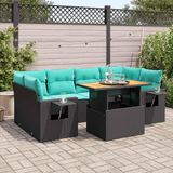 Maison Exclusive - Ensemble de meubles de jardin 7 pièces avec canapé et coussins, noir, en polyrotin