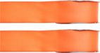 Merkloos Santex Hobby/decoratie sierlint - 2x - satijn - oranje - 1,5 cm/15 mm x 25 meter - cadeaulint
