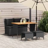 Prolenta Maison Exclusive Tuinset voor buiten, 4-delig, met kussens, zwart, van polyrotan