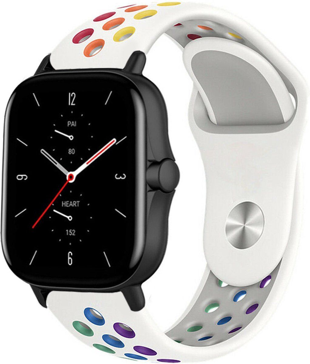 Strap-it Amazfit GTS 2 sport band - wit/kleurrijk