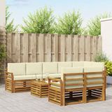 vidaXL - Bank loungeset - 8 zitplekken - Natuurlijk en crème - Polyester