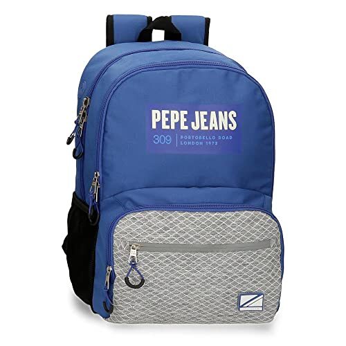 Pepe Jeans Darren schoolrugzak, dubbel vak, aanpasbaar, blauw, 33 x 46 x 17 cm, polyester, 25,81 l, Rosa Roja, Schoolrugzak met twee vakken, aanpasbaar aan de trolley