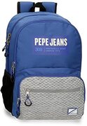 Pepe Jeans Darren schoolrugzak, dubbel vak, aanpasbaar, blauw, 33 x 46 x 17 cm, polyester, 25,81 l, Rosa Roja, Schoolrugzak met twee vakken, aanpasbaar aan de trolley