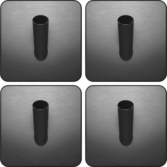 EAVY Handdoekhaakjes Zelfklevend - 4 stuks RVS Handdoekhouders - Sterke Plakstrip – Zelfklevende Haakjes – Wandhaak – Plakhaakjes – Gun Metal