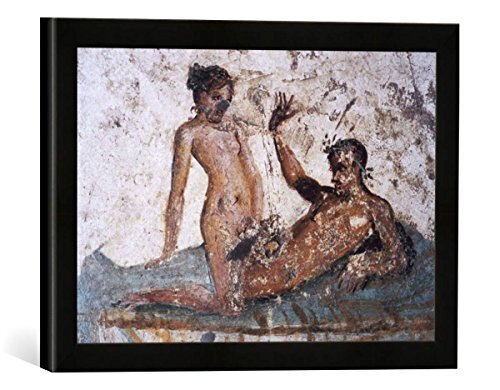 kunst für alle Ingelijste afbeelding van AKG Anonymous Pompeji, Lupanar, liefdespaar, kunstdruk in hoogwaardige handgemaakte fotolijst, 40x30 cm, zwart mat