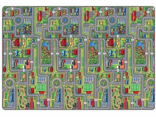 Primaflor - Ideen in Textil Speeltapijt met straten AUTO-CIRCUIT: verschillende motieven en maten, vuilafstotende laag, speeltapijt voor jongens en meisjes, 2,00m x 3,00m