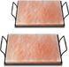BBQ grill pierre à sel Himalaya 30×20×3 cm avec plaque noire – 2 pierres à sel barbecue réutilisables pour viande poisson et légumes