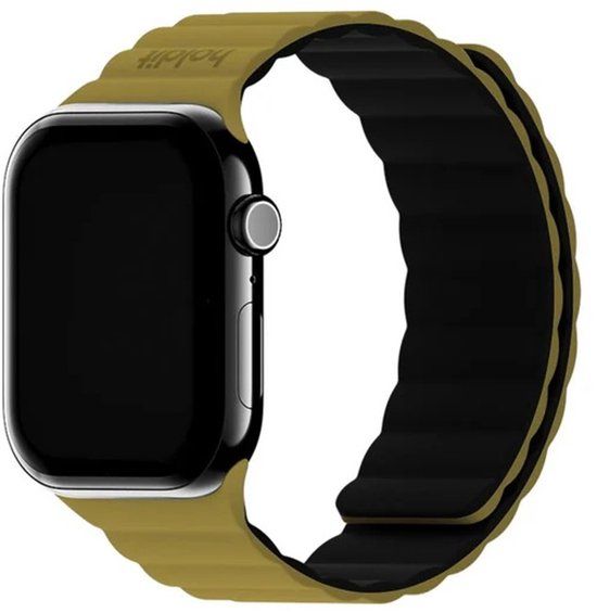 Holdit Siliconen bandje magneet voor de Apple Watch | 38/40/41/42 mm - Warm Olive / Black