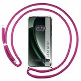 Tumundosmartphone Transparante beschermhoes voor Realme GT 6/GT 6T 5G, met koord, fuchsia