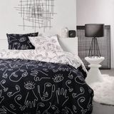 Merkloos / Sans marque TODAY Dekbedovertrek set faces Zwart 220 x 240 cm