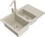 Mexen Gaspar évier en granit 1,5 cuve avec égouttoir et mitigeur de cuisine Rita, beige