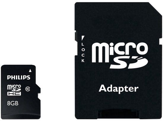 Philips 8GB Micro SD-kaart, FM08MP45B/10 inclusief Adapter