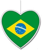 Merkloos / Sans marque Fest-Dekor Gmbh Brazilie vlag hangdecoratie - hartjes vorm - karton - 28 cm