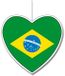 Merkloos / Sans marque Fest-Dekor Gmbh Brazilie vlag hangdecoratie - hartjes vorm - karton - 28 cm