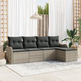 vidaXL Tuinbank - Set - 3 zitplaatsen - Lichtgrijs - Polyrattan