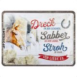 Nostalgic-Art Retro metalen bord, 15 x 20 cm, Dreck, Sabber, stro - paarden - cadeau-idee voor paardenbezitters