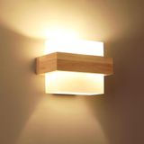 Comely Wandlamp Binnen Hout, 12W Dimbare Wandlamp, E27 Glas Kap Lampenkap Lantaarn Wandlamp, Driekleurige Wandlamp voor Slaapkamer Woonkamer Gang