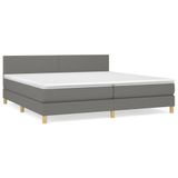vidaXL Boxspringbed met matras, donkergrijs, 200x200 cm, gestoffeerd